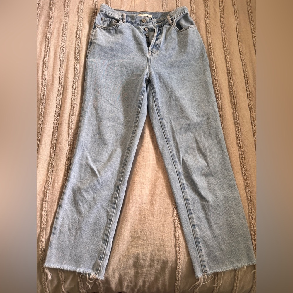 PacSun 100% Cotton High Rise Straight Light Wash Denim (25)